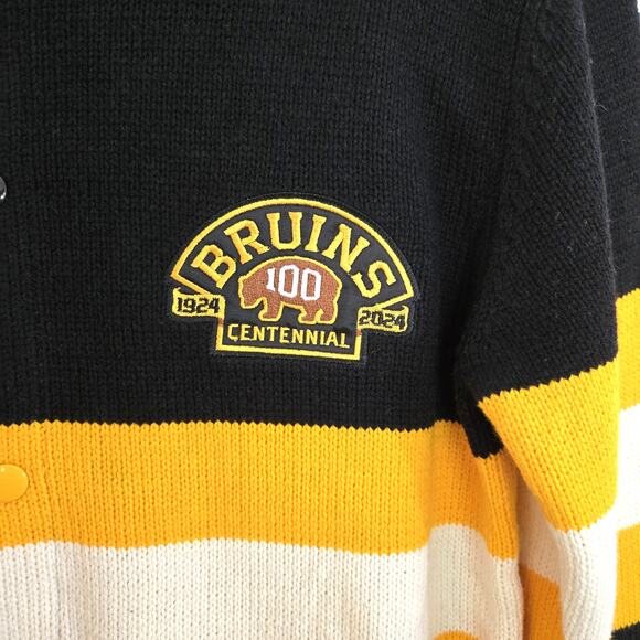 New Boston Bruins Mitchell and Ness Centennial Stripe Cardigan Sweater Size XS - Picture 5 of 13